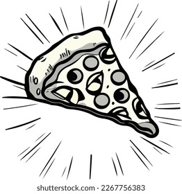 Köstliches Pizzaausrutschsymbol einzeln auf weißem Hintergrund - Vektorgrafik