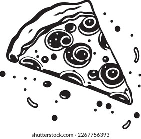 Delicious Pizza Slice Icon Isolated on White Background - Vector Illustration