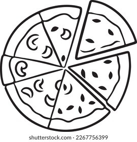 Delicious Pizza Slice Icon Isolated on White Background - Vector Illustration