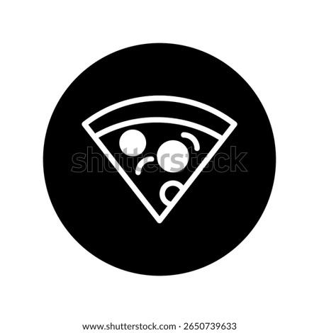 Delicious pizza slice icon on a black background representing culinary enjoyment and tasty food cravings