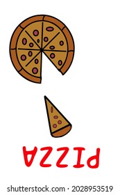 deliciosa ilustración de porción de pizza y pizza