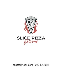 Delicious pizza slice logo design