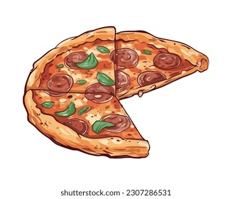 Delicious pizza slice with mozzarella and pepperoni isolated