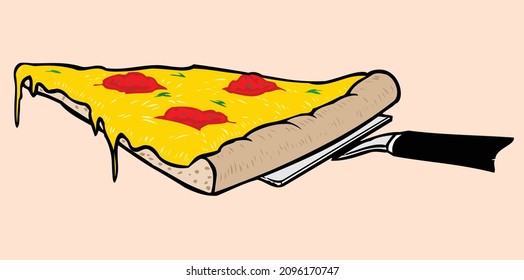 delicious pizza slice vector illustration