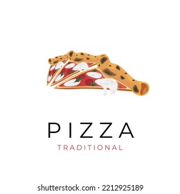 Delicious pizza slice vector illustration logo