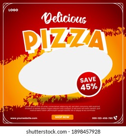 delicious pizza social media post template vector