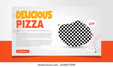 Delicious pizza social media post website banner design template