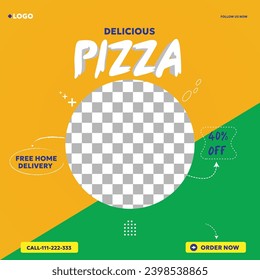Delicious pizza social media promotion banner template design.