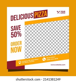 Delicious pizza social media template design