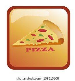 a delicious pizza with some text in a square for menu design