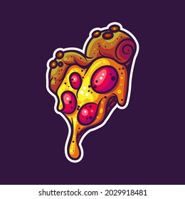DELICIOUS PIZZA FOR STICKER AND ILLUSTRATION