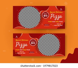 Delicious Pizza Web Banner Design For Restaurant