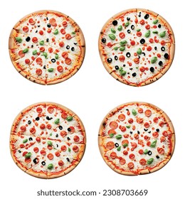Delicious pizza with white cheese vector graphics