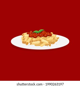 Delicious a Plate of Spaghetti Illustration Vector