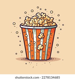 Delicious Pop Corn Vector Illustration with Yellow background