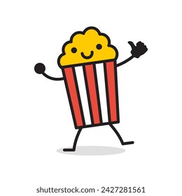 Delicious popcor logo template, with funny character cartoon