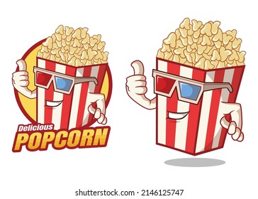 Delicious Popcorn Cartoon Character Mascot Design
