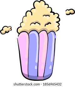 Delicious popcorn, illustration, vector on white background