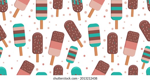 Delicious popsicle seamless pattern for scrapbooking, gift wrapping, background and many more