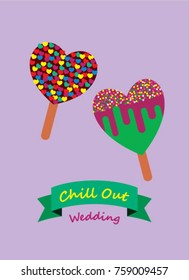 delicious popsicle wedding greeting card, cute popsicle chill out wedding greeting card vector