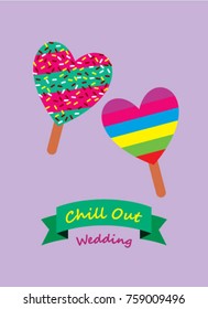 delicious popsicle wedding greeting card, cute popsicle chill out wedding greeting card vector