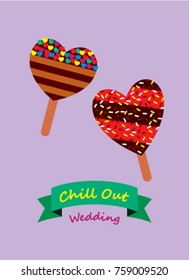 delicious popsicle wedding greeting card, cute popsicle chill out wedding greeting card vector