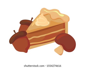 delicious portion of cake on white background vector illustration design