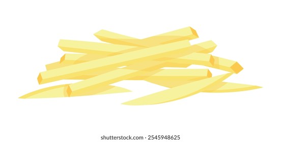 Delicious potato cut into straws in cartoon style. Vector illustration of fresh potato cut into straws isolated on white background. Healthy .Harvest. Root crops. Starchy vegetables. Fried potatoes.