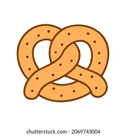 Delicious pretzel. Illustration for Oktoberfest. Bread products. Hand drawn vector illustration.