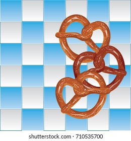 Delicious pretzel with topping cartoon food design.