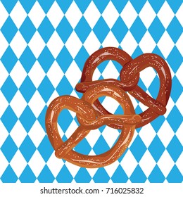 Delicious pretzel with topping cartoon food design.