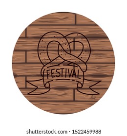 delicious pretzel with wooden background vector illustration design