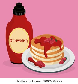 delicious pudding with syrup bottle sweet menu