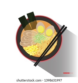 Delicious ramen with chopsticks on top of the bowl