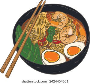 Delicious ramen Japan vector illustration