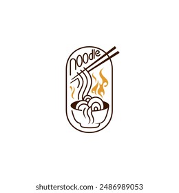 Delicious ramen noodle restaurant logo, line style