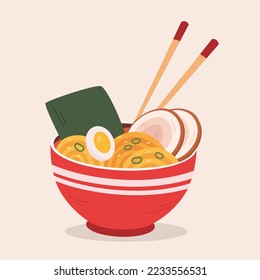 delicious ramen noodles cartoon vector
