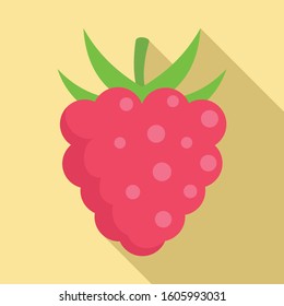 Delicious raspberry icon. Flat illustration of delicious raspberry vector icon for web design