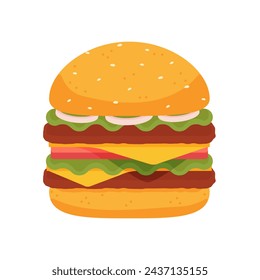 Delicious realistic beef burger with cheese