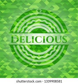 Delicious realistic green emblem. Mosaic background