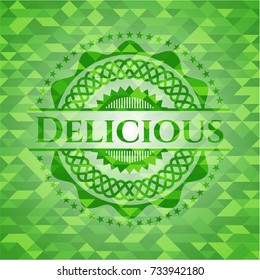 Delicious realistic green emblem. Mosaic background