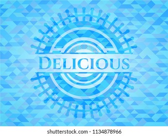 Delicious realistic sky blue emblem. Mosaic background