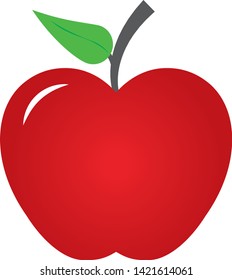 delicious red apple and green leaf
