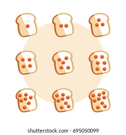 Delicious red caviar with butter. Vector