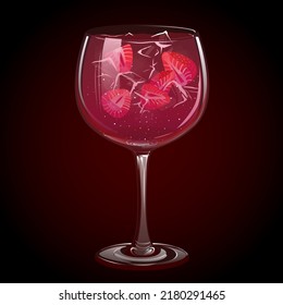 delicious red cocktail with strawberries