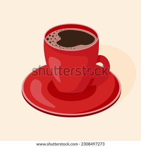 Delicious red cup of coffee espresso . Drink vector illustration design