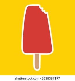 Delicious Red Popsicle with a Bite Taken Out	
