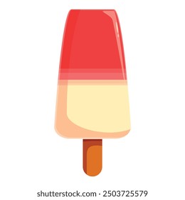 Delicious red and yellow popsicle is perfect for cooling down on a hot summer day