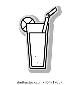 Delicious and refreshing lemonade in black and white colors, isolated flat icon.