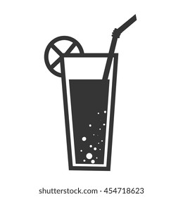 Delicious and refreshing lemonade in black and white colors, isolated flat icon.